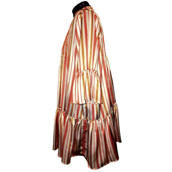 Area Stars Thin Stripe Short Boho Classy Dress in Beige Red Cream Background S - Picture 3 of 6